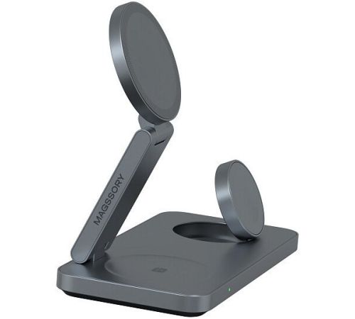 Беспроводное зарядное Magssory Yoga 3 в 1 Charging Station для Apple Qi2 WCH016m темно-серый