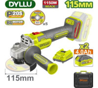 Угловая шлифмашина Dyllu DTLAPB522 с 2-мя АКБ, кейс