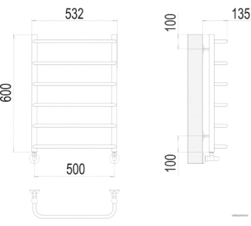 Полотенцесушитель TERMINUS Стандарт П6 500x600 нп хром