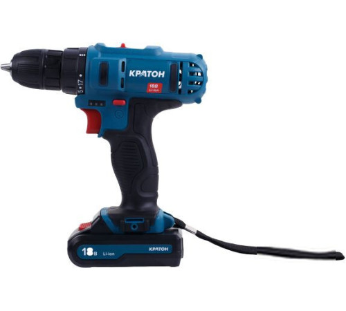 Дрель-шуруповерт Кратон CD-18-Li-2.0 31101057 с 2-мя АКБ 2 Ач, кейс, оснастка