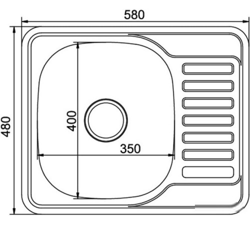 Кухонная мойка Mixline 532309 правая, декор, 0.8 мм