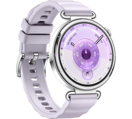 Умные часы Huawei Watch GT 6 41 мм серебристый, с сиреневым силиконовым ремешком, международная версия