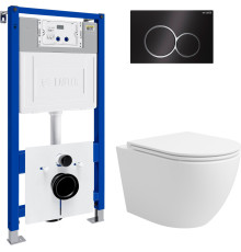 Унитаз подвесной Lauter Vortex 2110830 с кнопкой 219704E круглая, черный