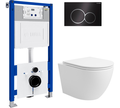 Унитаз подвесной Lauter Vortex 2110830 с кнопкой 219704E круглая, черный