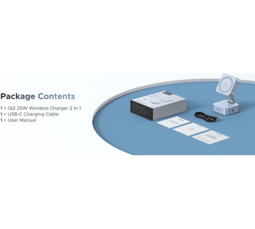 Беспроводное зарядное Ugreen MagFlow 2-in-1 W752 55960 голубой