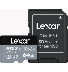 Карта памяти Lexar microSDXC LMS1066064G-BNANG 64GB с адаптером