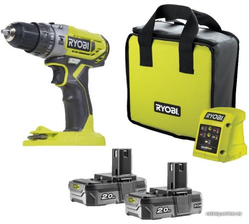 Ударная дрель-шуруповерт Ryobi R18PD2-220S 5133004459 с 2-мя АКБ, сумка