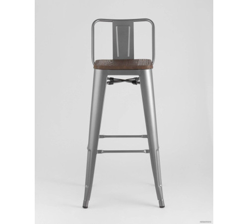 Стул Stool Group Tolix со спинкой YD-H765E-W YG-15 серебристый матовый/темное дерево