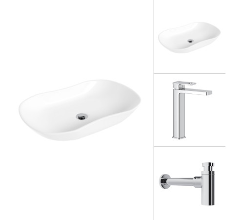 Умывальник Lauter 21570 + Cascade 21СК0655C с сифоном 21635CH хром