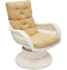 Кресло-качалка TetChair Andrea Relax Medium с подушкой белый/рубчик кремовый