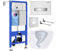 Унитаз подвесной Roxen Antares Tornado в комплекте с инсталляцией StounFix Dual Fresh 6 в 1 968395 кнопка: белый глянцевый