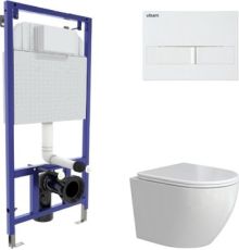 Унитаз подвесной Berges Wasserhaus Okus Rimless + Visam Slim 525 EX-043388 с сиденьем