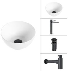 Умывальник Lauter 21601E + Moon 21СК8691BS + сифон 21635B + дон.клапан 21190B черный матовый
