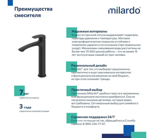 Смеситель Milardo Rora RORBL01M01