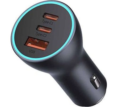 Автомобильное зарядное Baseus Golden Contactor Pro Triple Fast Charger Car Charger 65W CGJP010013 темно-серый