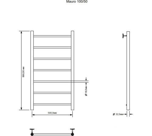 Полотенцесушитель Aquanet Mauro 100х50 282004