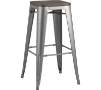 Табурет Stool Group TOLIX WOOD барный серебристый матовый