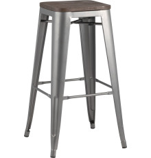 Табурет Stool Group TOLIX WOOD барный серебристый матовый