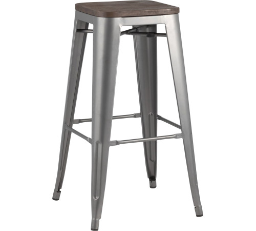 Табурет Stool Group TOLIX WOOD барный серебристый матовый