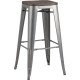 Табурет Stool Group TOLIX WOOD барный серебристый матовый