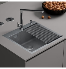 Кухонная мойка Roxen Snake 560220-45-S сатин/текстурная поверхность с ролл-матом и дозатором