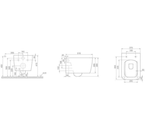 Унитаз CeraStyle Hera HC01706PH00 без сиденья