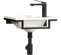 Умывальник Belux Мини-1 HR1240 черный, с каркасом, сифоном, донным клапаном