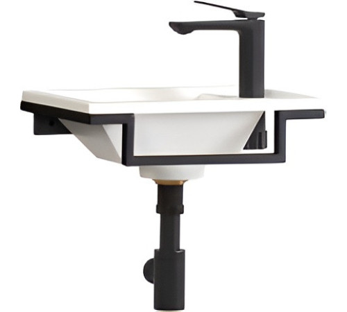 Умывальник Belux Мини-1 HR1240 черный, с каркасом, сифоном, донным клапаном