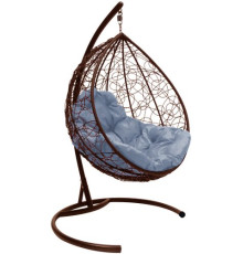 Подвесное кресло M-Group Капля 11020209 коричневый ротанг/серая подушка