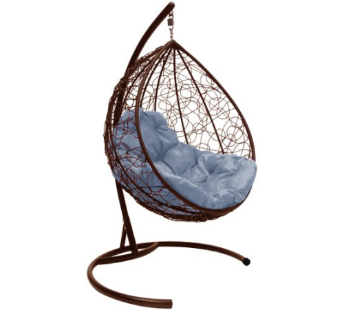 Подвесное кресло M-Group Капля 11020209 коричневый ротанг/серая подушка