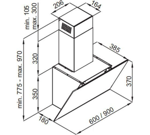Кухонная вытяжка MAUNFELD Aurora 90 черный матовый