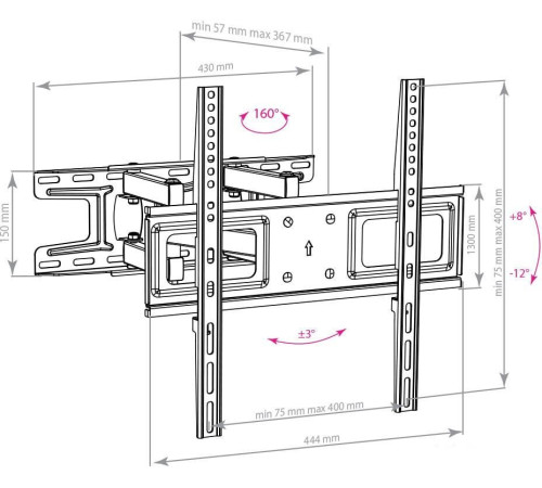 Кронштейн для телевизора Arm Media LCD-417 черный