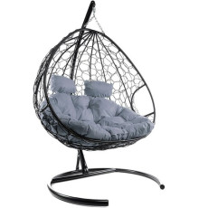 Подвесное кресло M-Group Для двоих 11450409 черный ротанг/серая подушка