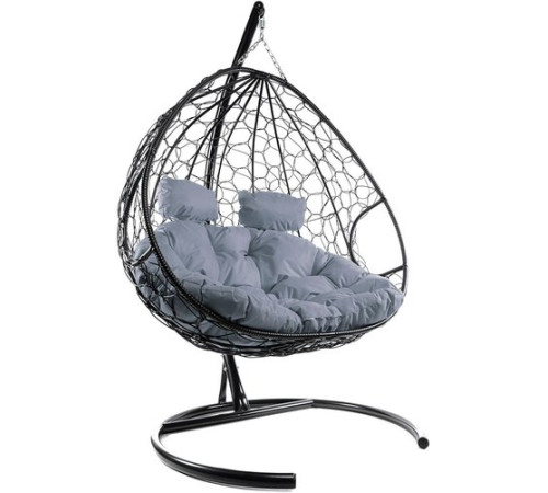 Подвесное кресло M-Group Для двоих 11450409 черный ротанг/серая подушка
