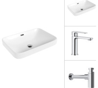 Умывальник Lauter 21441A + Moon 21СK691C с сифоном 21635CH хром