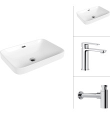 Умывальник Lauter 21441A + Moon 21СK691C с сифоном 21635CH хром