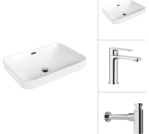 Умывальник Lauter 21441A + Moon 21СK691C с сифоном 21635CH хром