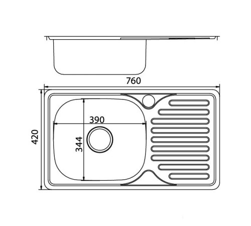 Кухонная мойка Mixline 530530 правая, полированная, 0.6 мм