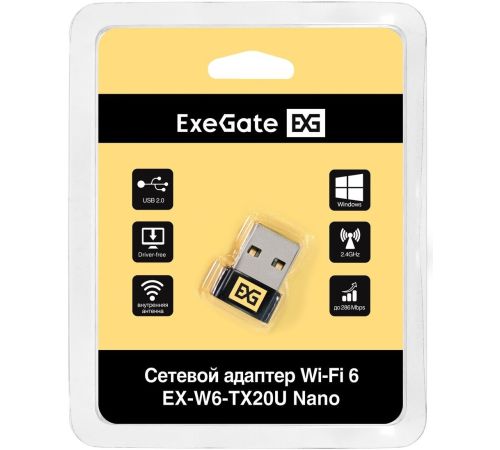 Wi-Fi адаптер ExeGate EX-W6-TX20U Nano EX300391RUS