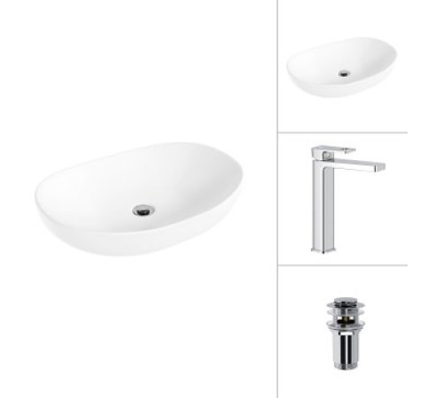 Умывальник Lauter 21502 + Cascade 21СК0655C с донным клапаном 21190CH хром