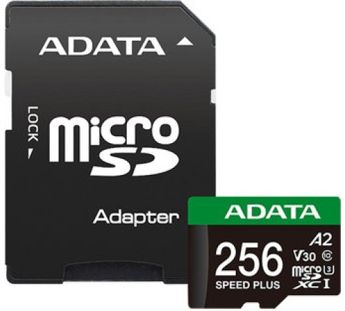 Карта памяти ADATA SPEED PLUS microSDXC 256GB UD256GUI3V30A2SP-RA1 с адаптером