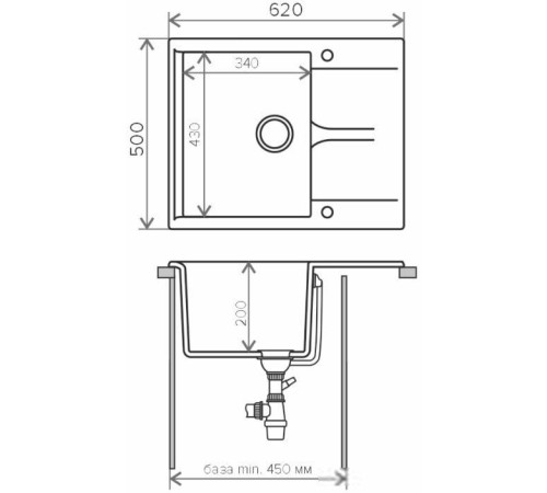 Кухонная мойка Polygran Gals 620 черный 16