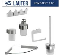 Набор аксессуаров для ванной Lauter 21TS3018 + 21TS3020 + 21TS3008 + 21TS3014 + 21TS3007 + 21TS3022 Chrome, 6 предметов