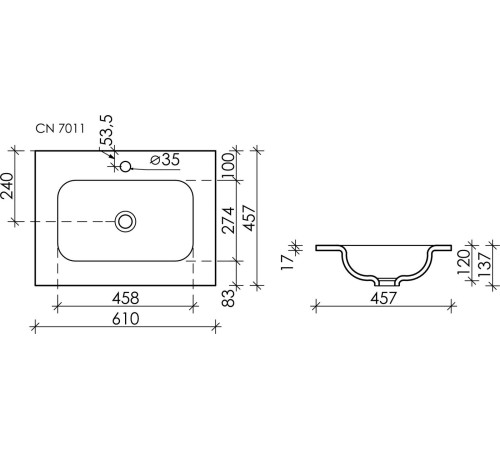 Умывальник Ceramica Nova CN7011MB