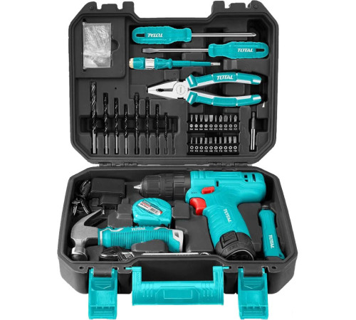 Дрель-шуруповерт Total THKTHP10892 с 1-м АКБ, кейс, набор оснастки