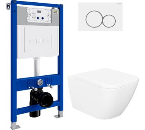 Унитаз подвесной Lauter Nuremberg 21811 + 21901001 белый, с кнопкой смыва 219702E белый