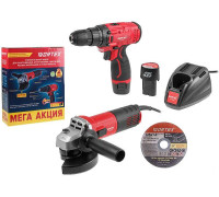 Wortex 1329386 болгарка, шуруповерт, 2 АКБ