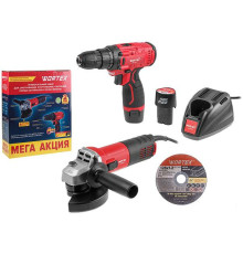 Wortex 1329386 болгарка, шуруповерт, 2 АКБ