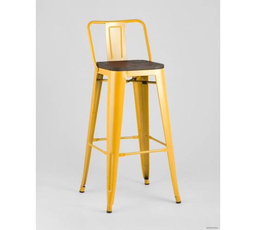 Стул Stool Group Tolix со спинкой YD-H765E-W LG-06 желтый глянцевый/темное дерево