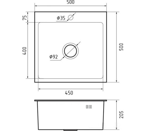 Кухонная мойка GranFest Metal нержавеющая сталь AISI 304 GF-5050 с сифоном